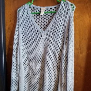 Chicos V Neck Open Hole Sweater